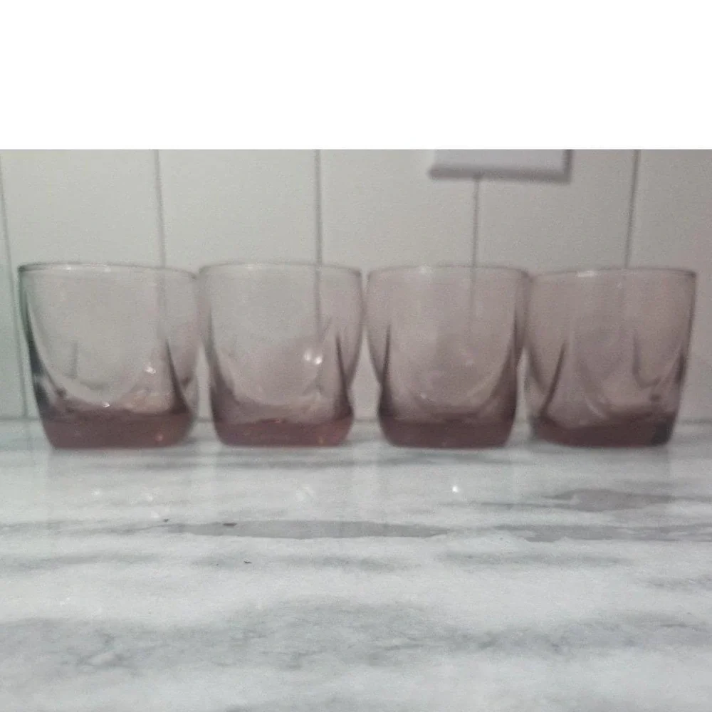 Libbey Imperial Plum Old Fashioned Glasses, Set of 4 Drape Style Whiskey Tumbler